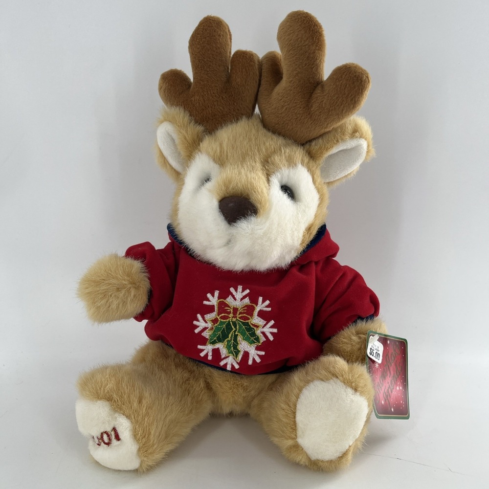 Y2K 2001 Snowflake‎ Friends Reindeer Hoodie Applique Embroidery Original Tag 11"